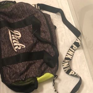 Victoria Pink Brand Lime/Grey duffel